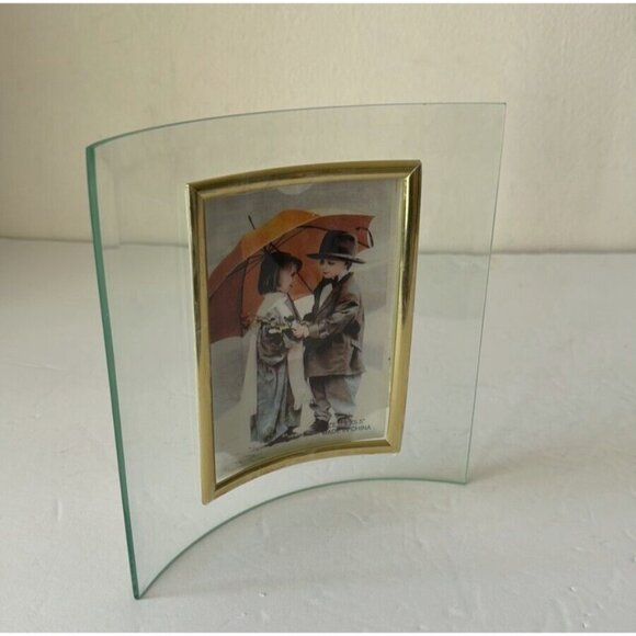 NIB Elegant Glass and Gold tone Picture Frame Decorated for Pic.W 3.5" x H 5.5" - Picture 7 of 11